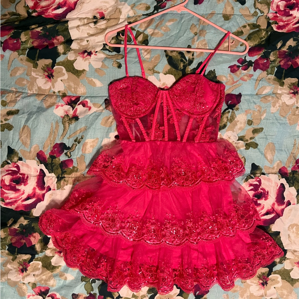 Hot Pink Lace Dress